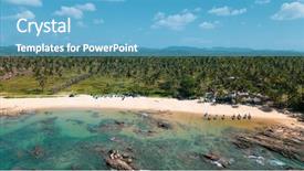  Presentation with green travel - Colorful slide set enhanced with hotel gratuit - aerial drone view of beautiful backdrop and a teal colored foreground