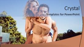  Presentation with boyfriend and girlfriend - Beautiful slide deck featuring hotel gratuit - boyfriend giving piggy back backdrop and a light blue colored foreground