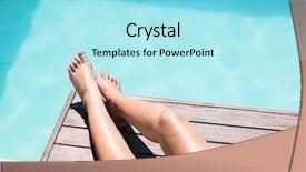 Presentation with feet - Presentation design consisting of hotel gratuit - feet of woman on pool background and a arctic colored foreground