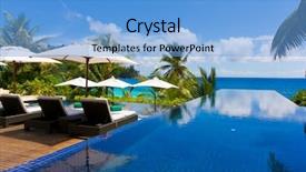  Presentation with luxury hotel - Colorful presentation theme enhanced with hotel gratuit - luxury palms exotic backdrop and a light blue colored foreground