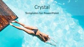  Presentation with pool diving board - Amazing slide set having hotel gratuit - overhead of woman diving backdrop and a  colored foreground