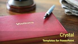  Presentation with bell service - Theme featuring hotel guest book or comments background and a tawny brown colored foreground