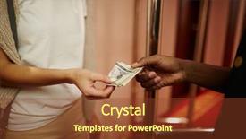 Presentation with hotel - PPT theme featuring hotel guest giving porter money background and a tawny brown colored foreground