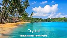  Presentation with art seascape nature sea - Slides with hotel house on the tropical background and a teal colored foreground