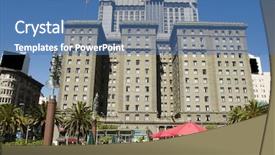  Presentation with san francisco chinatown - PPT theme featuring hotel in san francisco union background and a teal colored foreground