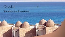  Presentation with egypt - Colorful presentation theme enhanced with hotel-in-the-egypt backdrop and a light blue colored foreground