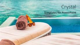  Presentation with luxury lifestyle - Audience pleasing presentation theme consisting of hotel-infinity-swimming-pool-background backdrop and a light blue colored foreground