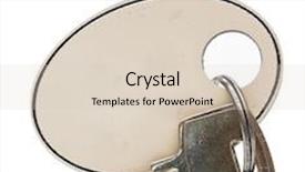  Presentation with hotel key - PPT theme having hotel key isolated on white background background and a lemonade colored foreground