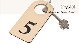  Presentation with hotel key - Colorful slide deck enhanced with hotel key isolated on white backdrop and a lemonade colored foreground