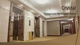  Presentation with interior - Audience pleasing presentation theme consisting of hotel lobby - modern corridor interior image backdrop and a  colored foreground