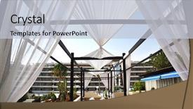  Presentation with lounge - Cool new slide set with hotel lobby - trendy lounge backdrop and a lemonade colored foreground