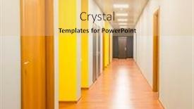  Presentation with lobby - Cool new theme with hotel-lobby-corridor-with-modern backdrop and a coral colored foreground