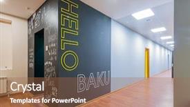  Presentation with lobby - Beautiful theme featuring hotel lobby corridor with modern backdrop and a coral colored foreground