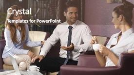  Presentation with team discussion - Audience pleasing slides consisting of hotel lobby or bar backdrop and a  colored foreground