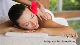  Presentation with luxury hotel - Colorful presentation enhanced with hotel luxury - brunette enjoying a peaceful massage backdrop and a coral colored foreground