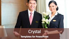  Presentation with vip - Slides with hotel manager or director background and a tawny brown colored foreground