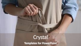  Presentation with apron - PPT layouts having hotel marketing - female hands tying apron closeup background and a violet colored foreground