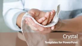  Presentation with apron - PPT theme having hotel marketing - woman in apron wiping her background and a coral colored foreground