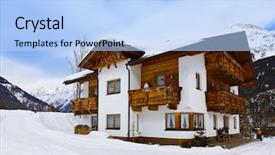  Presentation with hotel resort - Audience pleasing presentation theme consisting of hotel on mountains at ski resort solden austria - nature and sport background backdrop and a light blue colored foreground