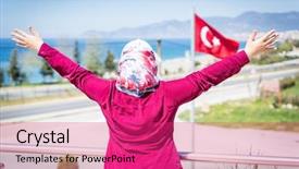  Presentation with muslim tombstone - Slides having hotel park with turkish flag background and a red colored foreground