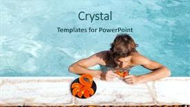  Presentation with tropical fruit - Slides featuring hotel pool while eating papaya background and a light blue colored foreground
