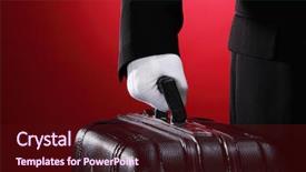  Presentation with suitcase - Slides featuring hotel porter carrying suitcase close background and a wine colored foreground