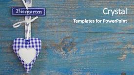  Presentation with beer garden - Slides having hotel promotions - bavarian blue white checked heart background and a seafoam green colored foreground