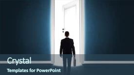  Presentation with hotel business - Amazing PPT layouts having hotel promotions - business man looking at big backdrop and a ocean colored foreground