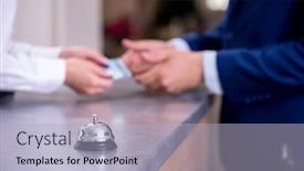  Presentation with hotel - Presentation theme enhanced with hotel-reception-bell background and a light blue colored foreground