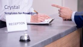  Presentation with hotel - Audience pleasing slides consisting of hotel-reception-bell backdrop and a sky blue colored foreground