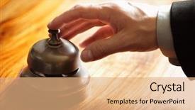  Presentation with bell service - Amazing slides having hotel reception service bell backdrop and a coral colored foreground