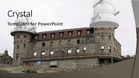  Presentation with winter in the swiss alps - Presentation theme enhanced with hotel research - observatory in gornergrat swiss alps background and a sky blue colored foreground