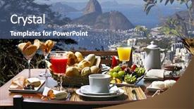  Presentation with breakfast - PPT theme with hotel resort - breakfast rio de janeiro background and a ocean colored foreground