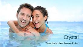  Presentation with black couple having fun - Slides having hotel resort - couple having fun in swimming-pool background and a arctic colored foreground