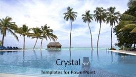  Presentation with infinity - Amazing PPT theme having hotel resort - infinity pool meeru maldives indian backdrop and a light blue colored foreground