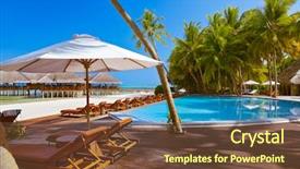  Presentation with maldives - Presentation theme having hotel resort - pool and cafe on maldives background and a tawny brown colored foreground