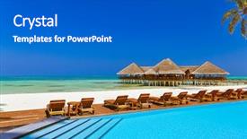  Presentation with cafe - Presentation enhanced with hotel resort - pool and cafe on maldives background and a dark gray colored foreground