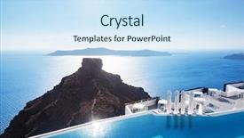  Presentation with swimming - Amazing slide set having hotel resort - swimming pool with a view backdrop and a sky blue colored foreground