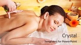  Presentation with hotel resort - Presentation theme enhanced with hotel resort - white woman getting massage background and a  colored foreground