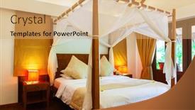  Presentation with maldives - Slides enhanced with hotel-room-at-maldives-vacation background and a coral colored foreground