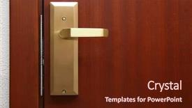  Presentation with room - Beautiful PPT theme featuring hotel room door backdrop and a tawny brown colored foreground