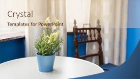  Presentation with hotel - PPT layouts having hotel-room-interior-flowers background and a lemonade colored foreground