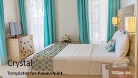  Presentation with bed hotel - Slides enhanced with hotel room interior background and a coral colored foreground