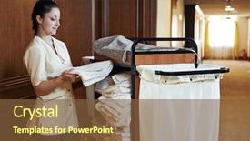  Presentation with hotel housekeeping - Presentation consisting of hotel room service female housekeeping background and a tawny brown colored foreground