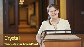  Presentation with linen - PPT theme enhanced with hotel room service female housekeeping background and a tawny brown colored foreground