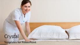  Presentation with hotel housekeeping - Presentation theme consisting of somw peacock butterfly caterpillars on stinging nettle leaves background and a yellow colored foreground