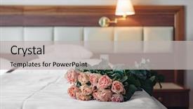  Presentation with roses - Cool new slides with hotel room with a bouquet backdrop and a light gray colored foreground