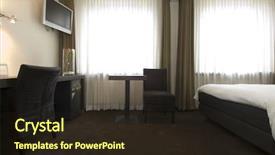  Presentation with business hotel - Colorful PPT theme enhanced with hotel room with all facilities backdrop and a  colored foreground