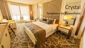 Presentation with hotel - Cool new slides with hotel-room-with-modern-interior backdrop and a yellow colored foreground