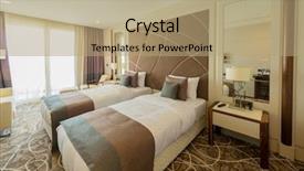  Presentation with hotel - Slide deck enhanced with hotel-room-with-modern-interior background and a coral colored foreground